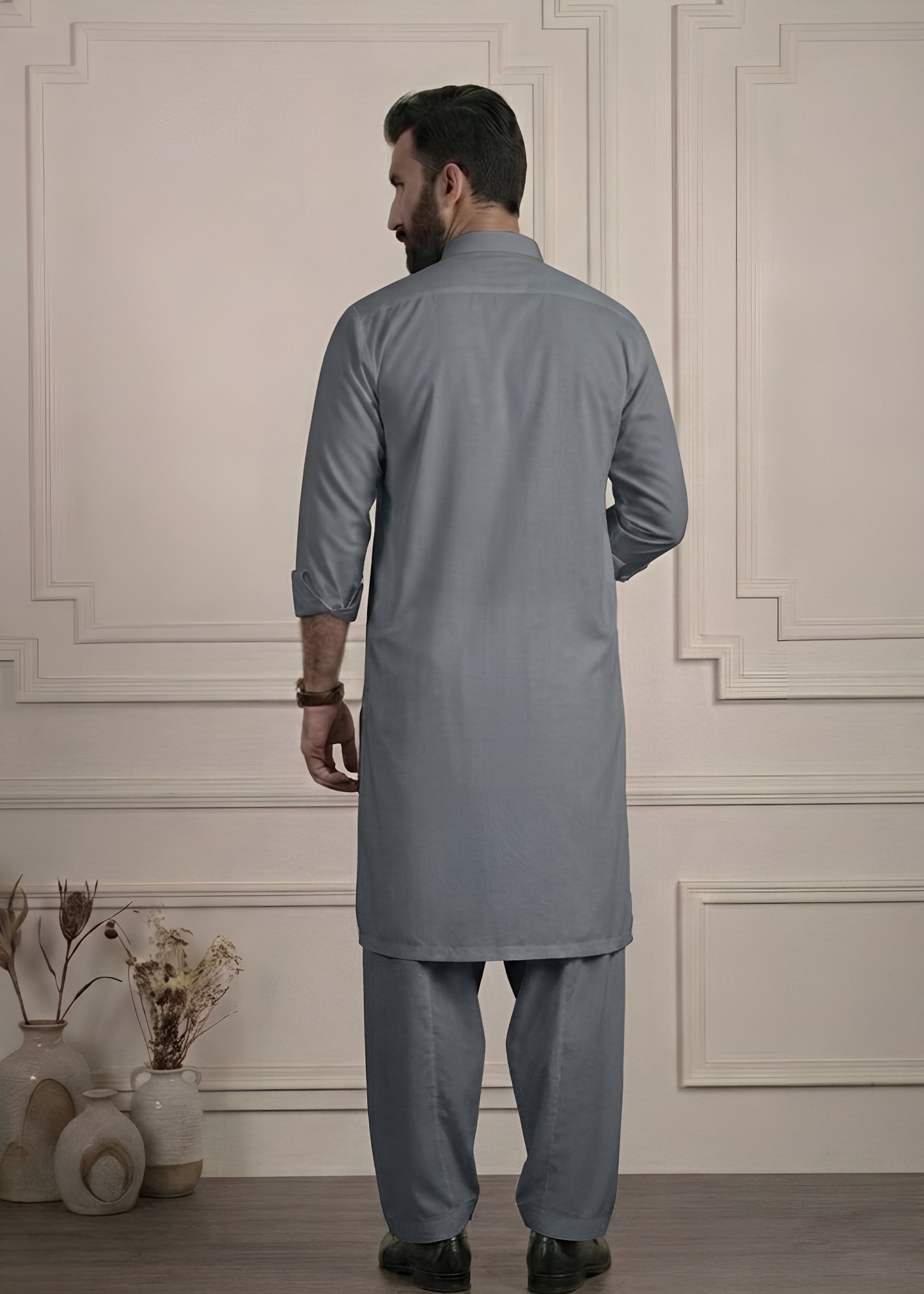 Smoke Grey Cotton Shalwar Kameez