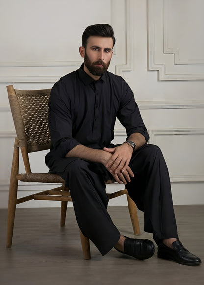 Black Cotton Shalwar Kameez