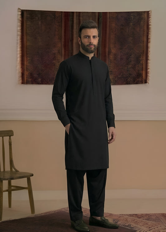 Black Wash & Wear Shalwar Kameez