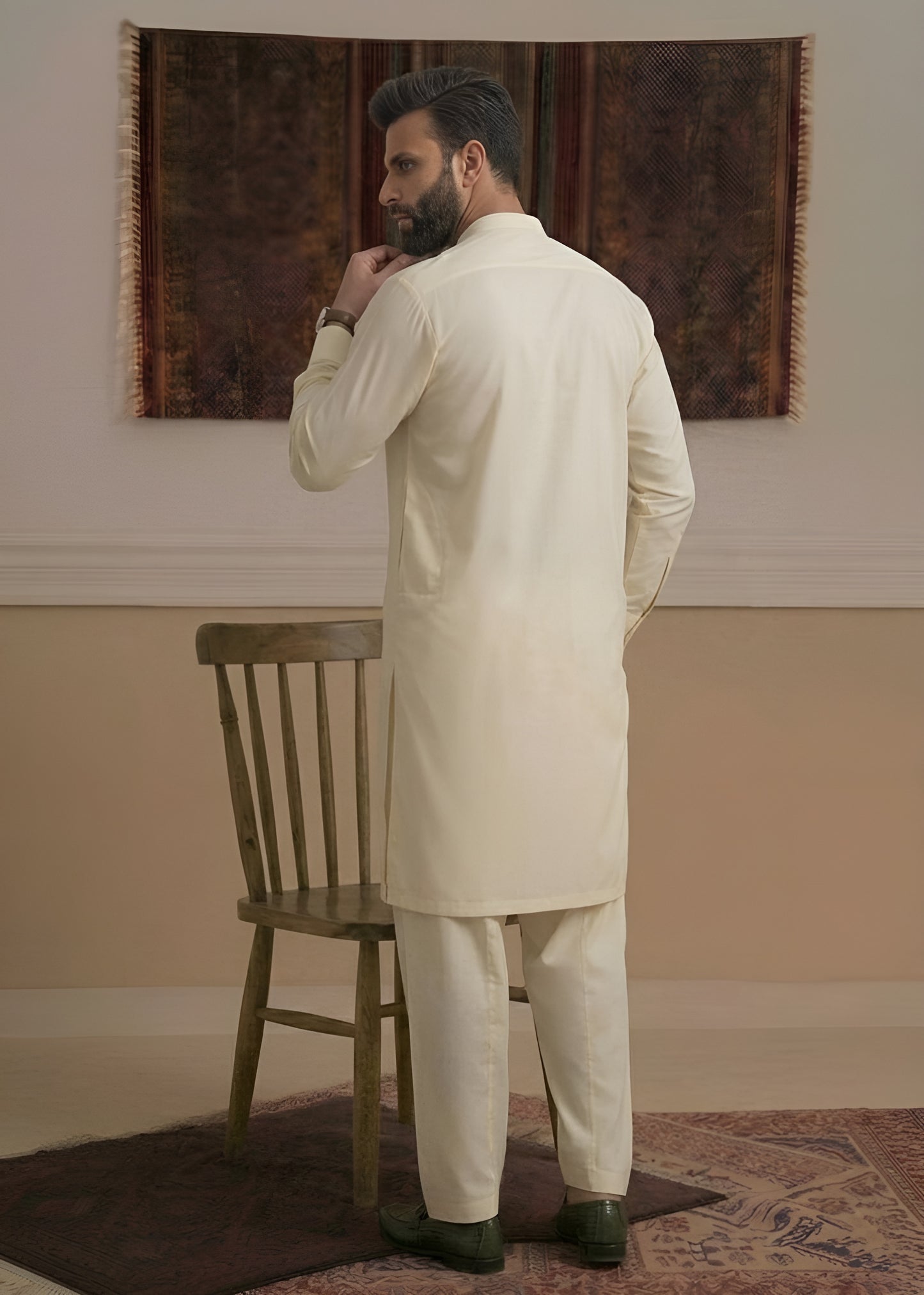 Cream Wash & Wear Shalwar Kameez