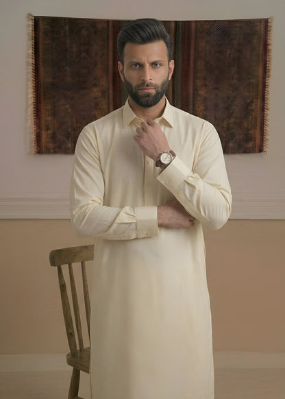 Cream Wash & Wear Shalwar Kameez