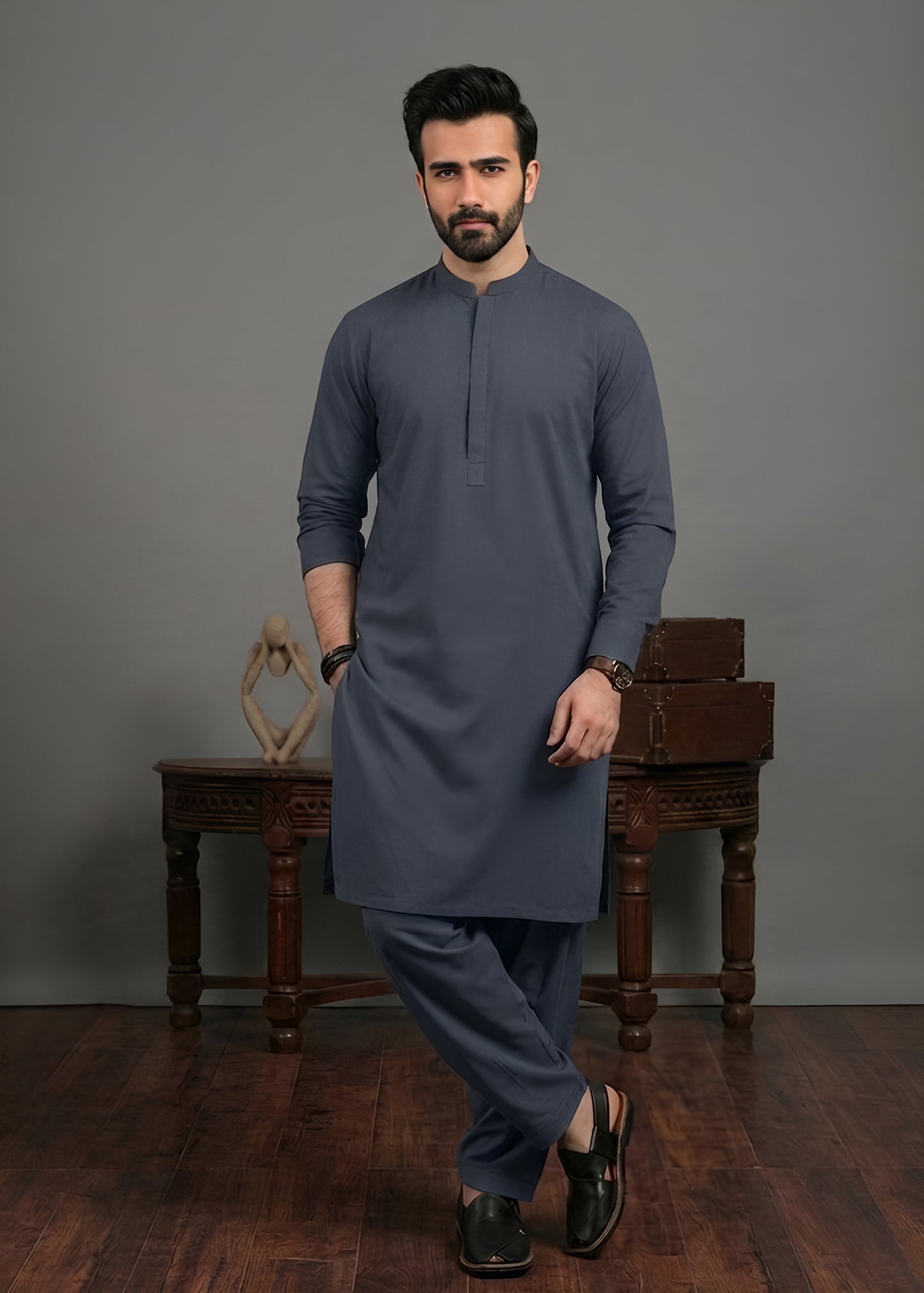 Boski Gray Shalwar Kameez