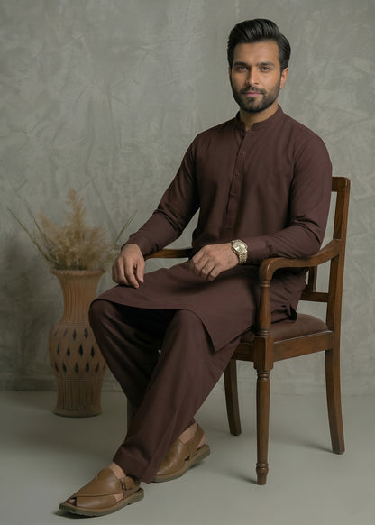 Maroon Wash & Wear Shalwar Kameez