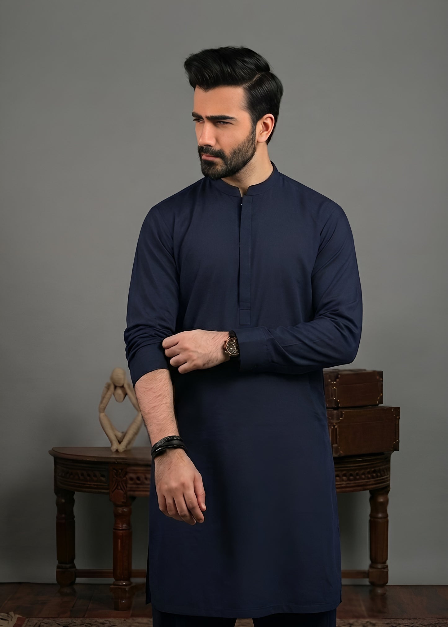 Navy Blue Cotton Shalwar Kameez