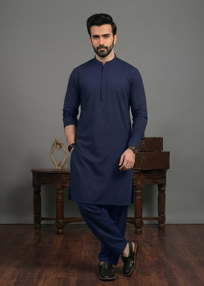 Navy Blue Cotton Shalwar Kameez