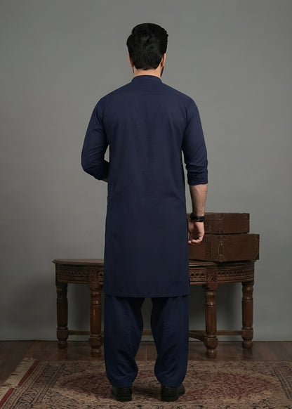 Navy Blue Cotton Shalwar Kameez