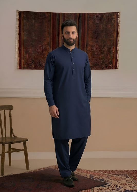 Navy Blue Wash & Wear Shalwar Kameez