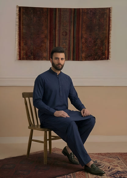 Navy Blue Wash & Wear Shalwar Kameez