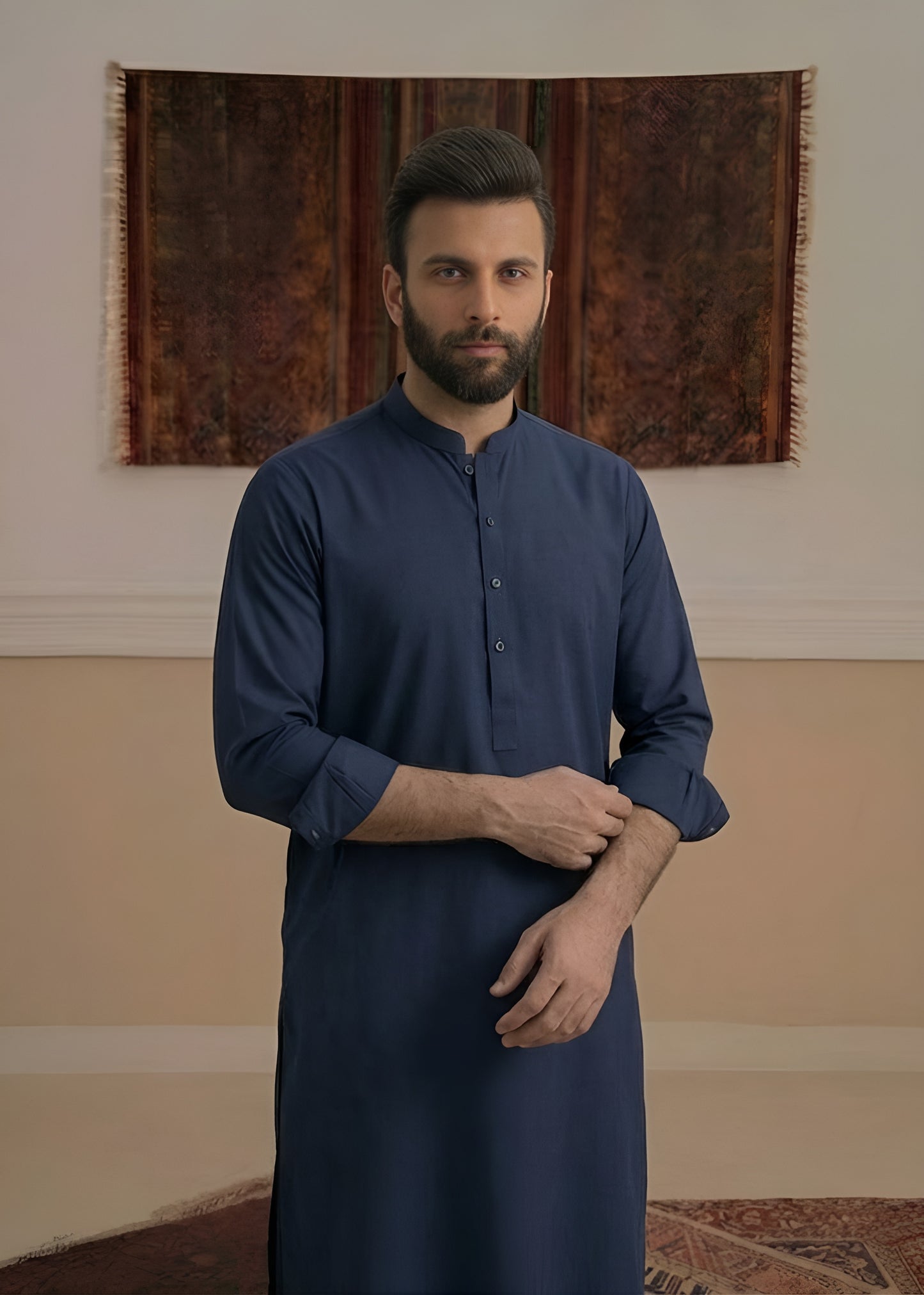 Navy Blue Wash & Wear Shalwar Kameez