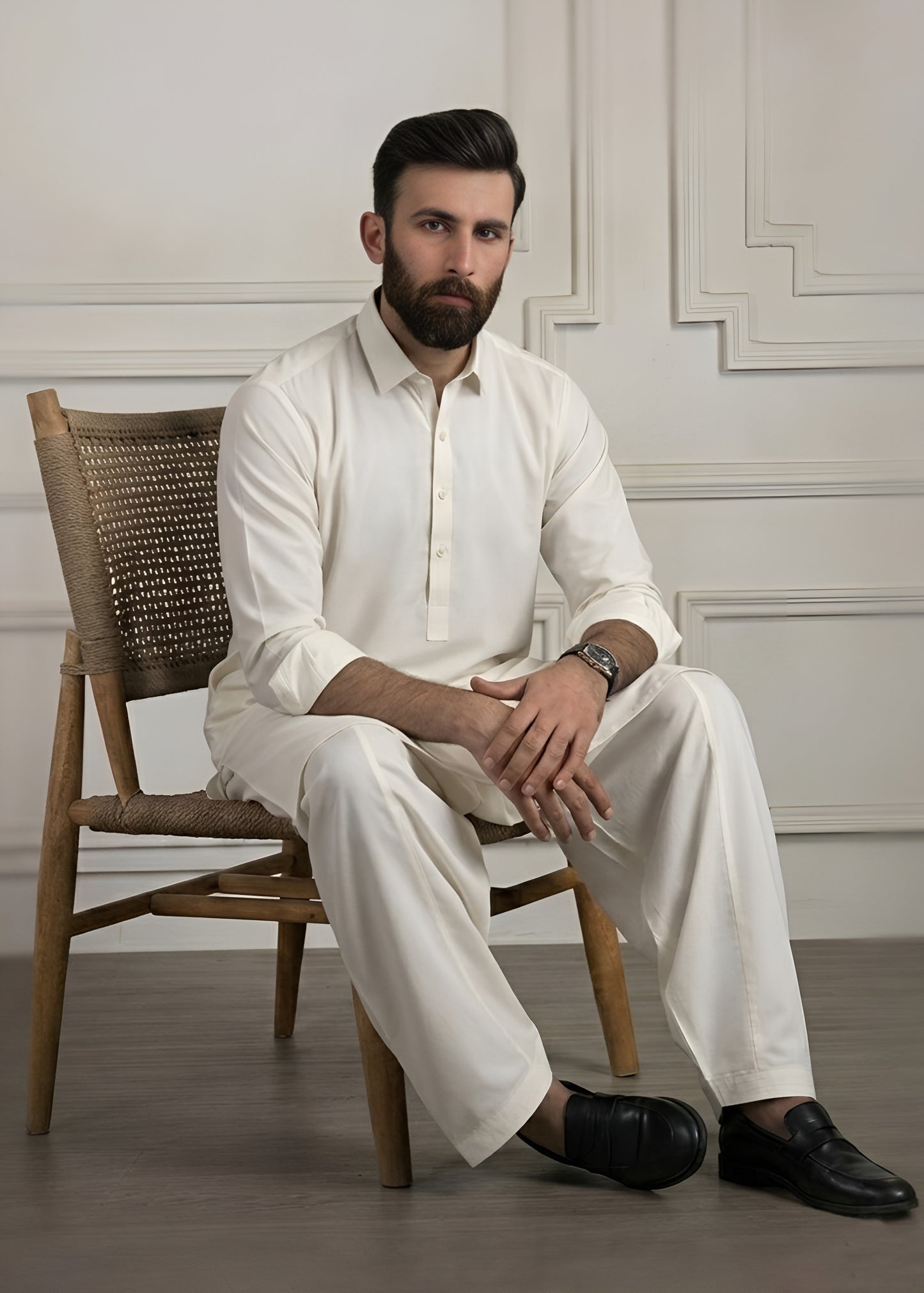 Off White Cotton Shalwar Kameez