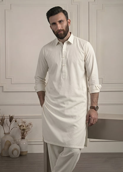 Off White Cotton Shalwar Kameez