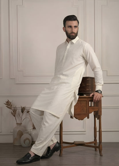 Off White Cotton Shalwar Kameez