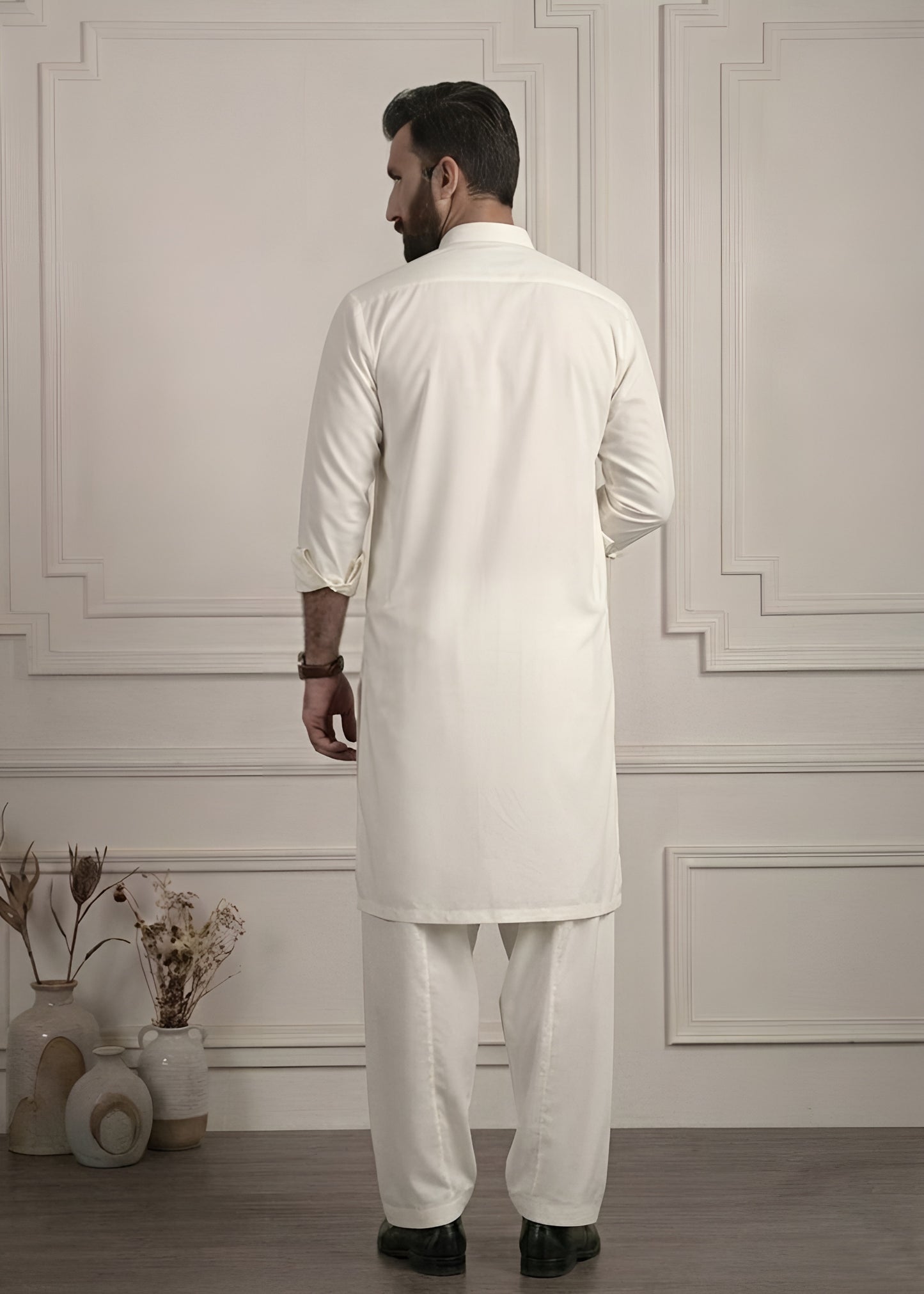 Off White Cotton Shalwar Kameez