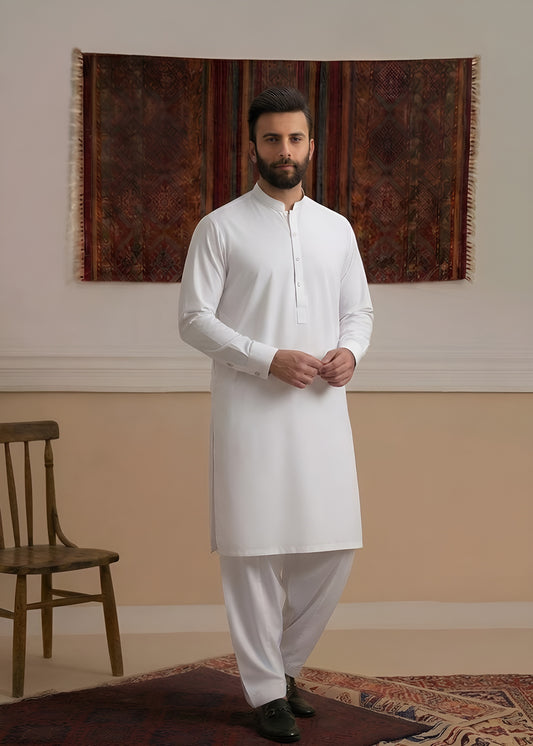 Off White Wash & Wear Shalwar Kameez
