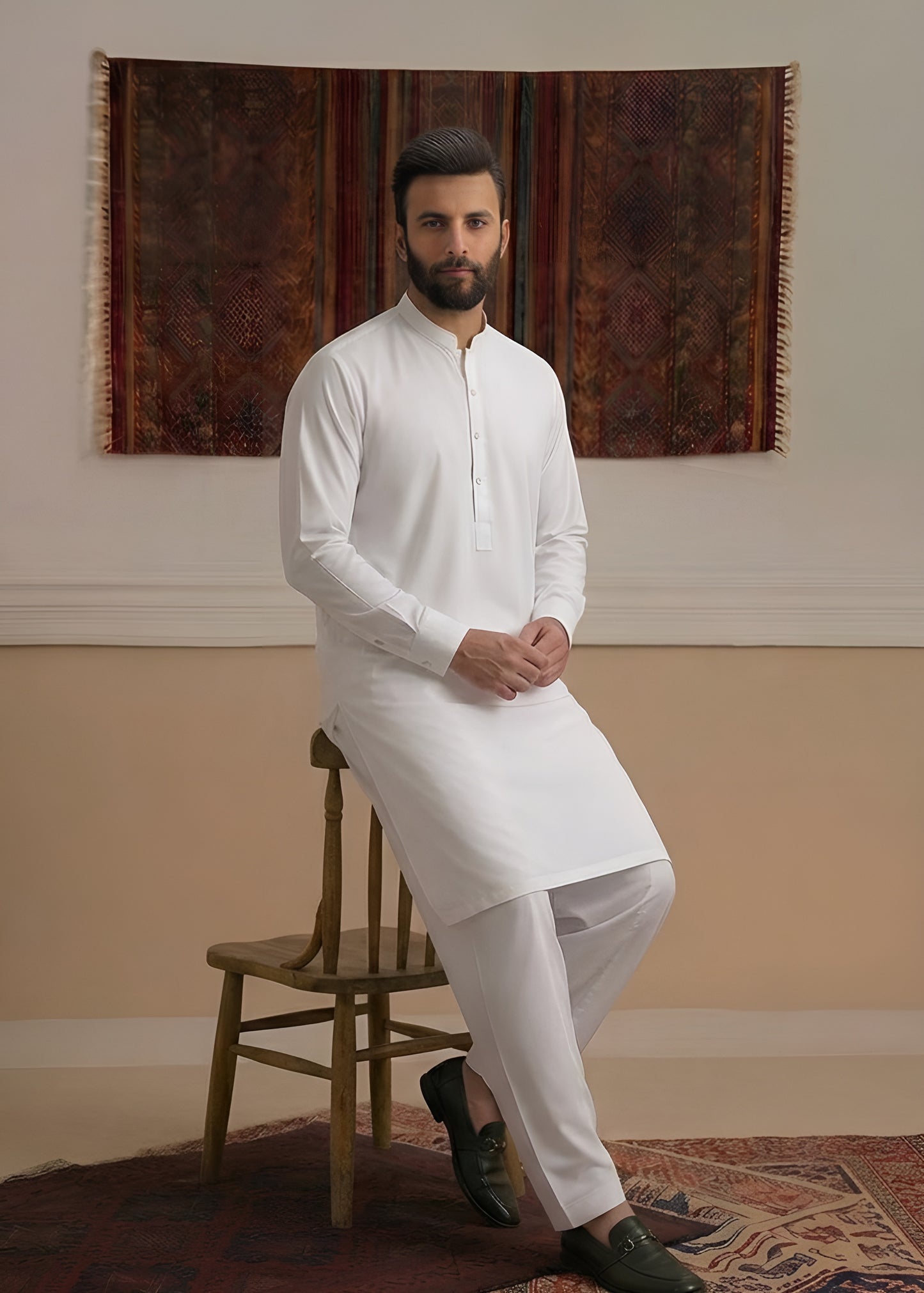 Off White Wash & Wear Shalwar Kameez