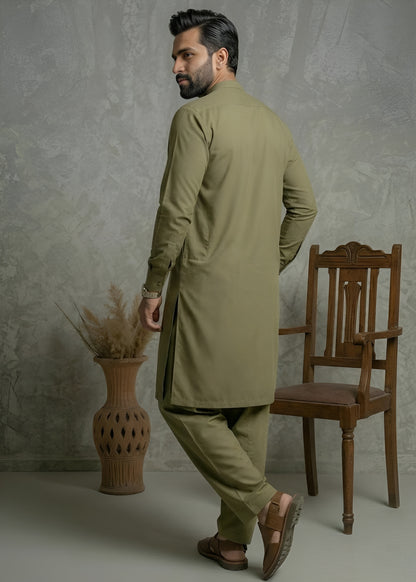 Olive Wash & Wear Shalwar Kameez