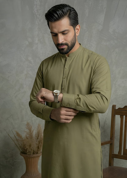 Olive Wash & Wear Shalwar Kameez