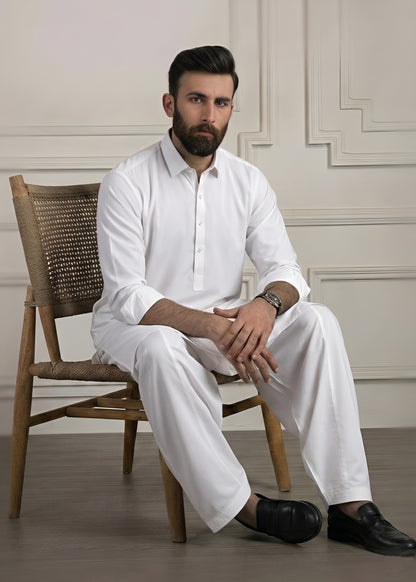 Pure White Cotton Shalwar Kameez