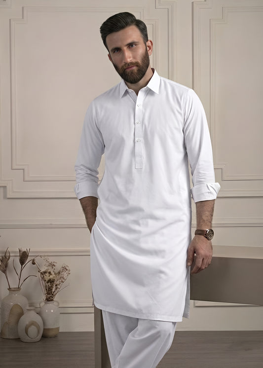 Pure White Cotton Shalwar Kameez