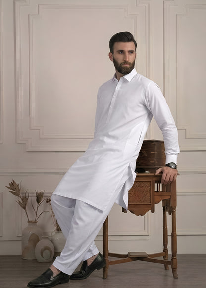 Pure White Cotton Shalwar Kameez