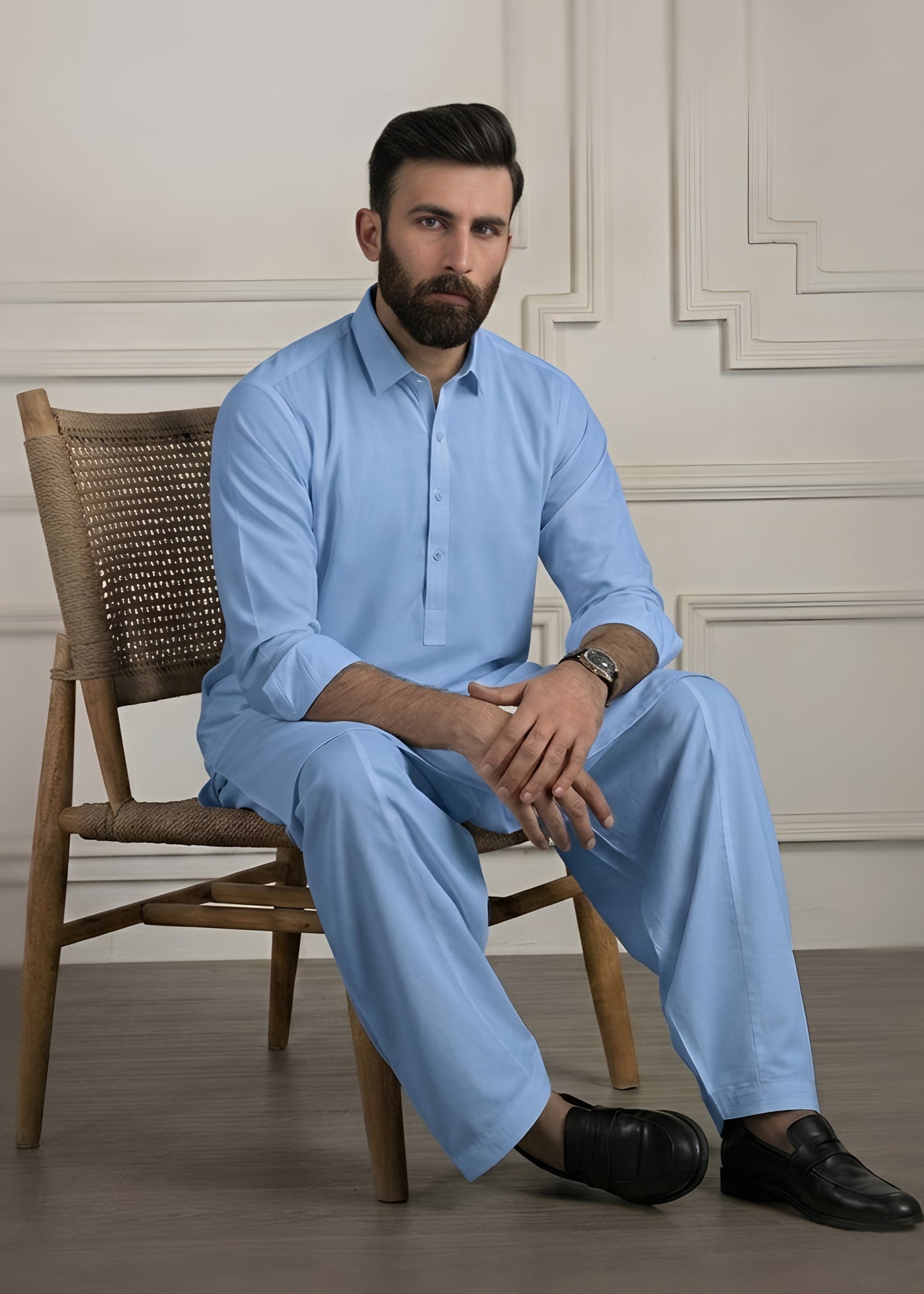 Sky Blue Cotton Shalwar Kameez