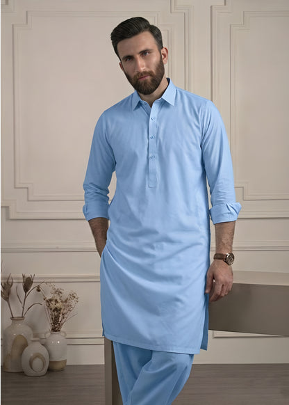 Sky Blue Cotton Shalwar Kameez