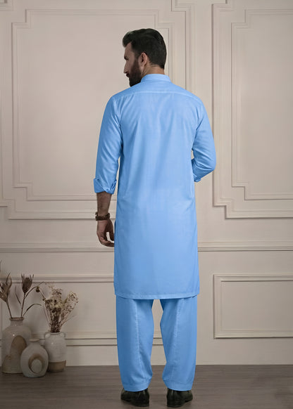Sky Blue Cotton Shalwar Kameez