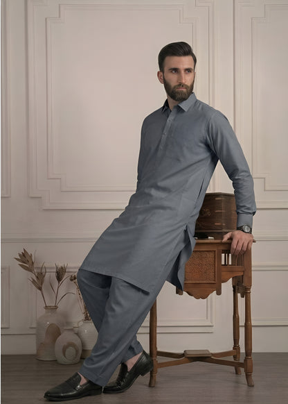 Smoke Grey Cotton Shalwar Kameez