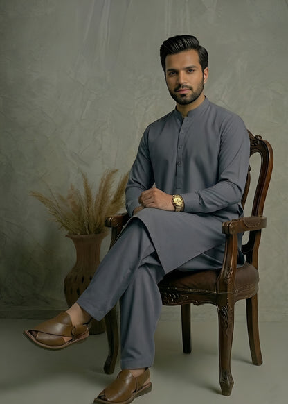 Smoky Gray Wash & Wear Shalwar Kameez