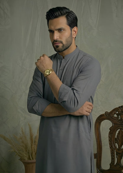 Smoky Gray Wash & Wear Shalwar Kameez