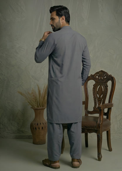 Smoky Gray Wash & Wear Shalwar Kameez