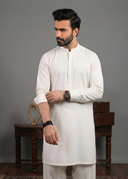 Boski White Shalwar Kameez