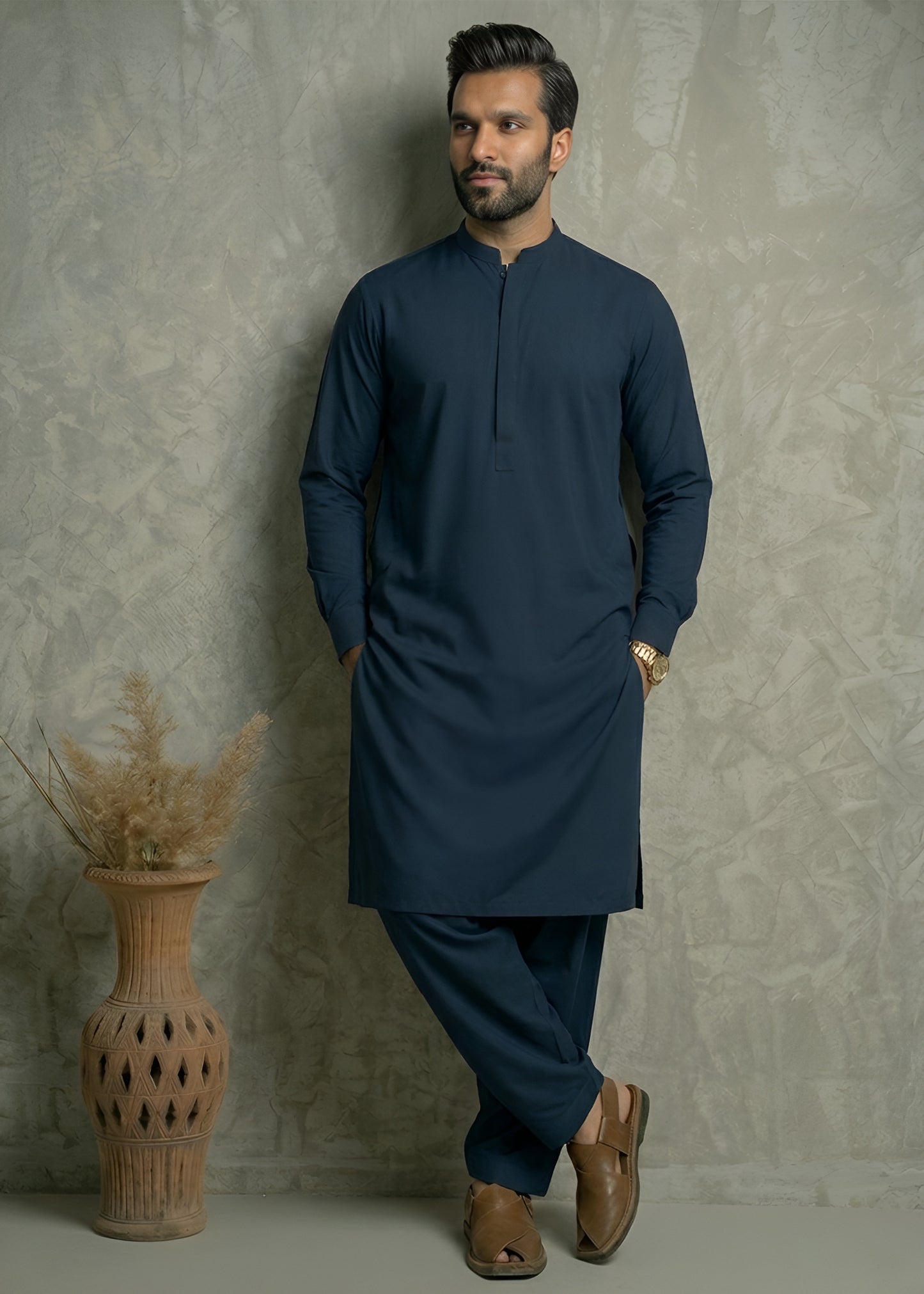 Zinc Blue Wash & Wear Shalwar Kameez
