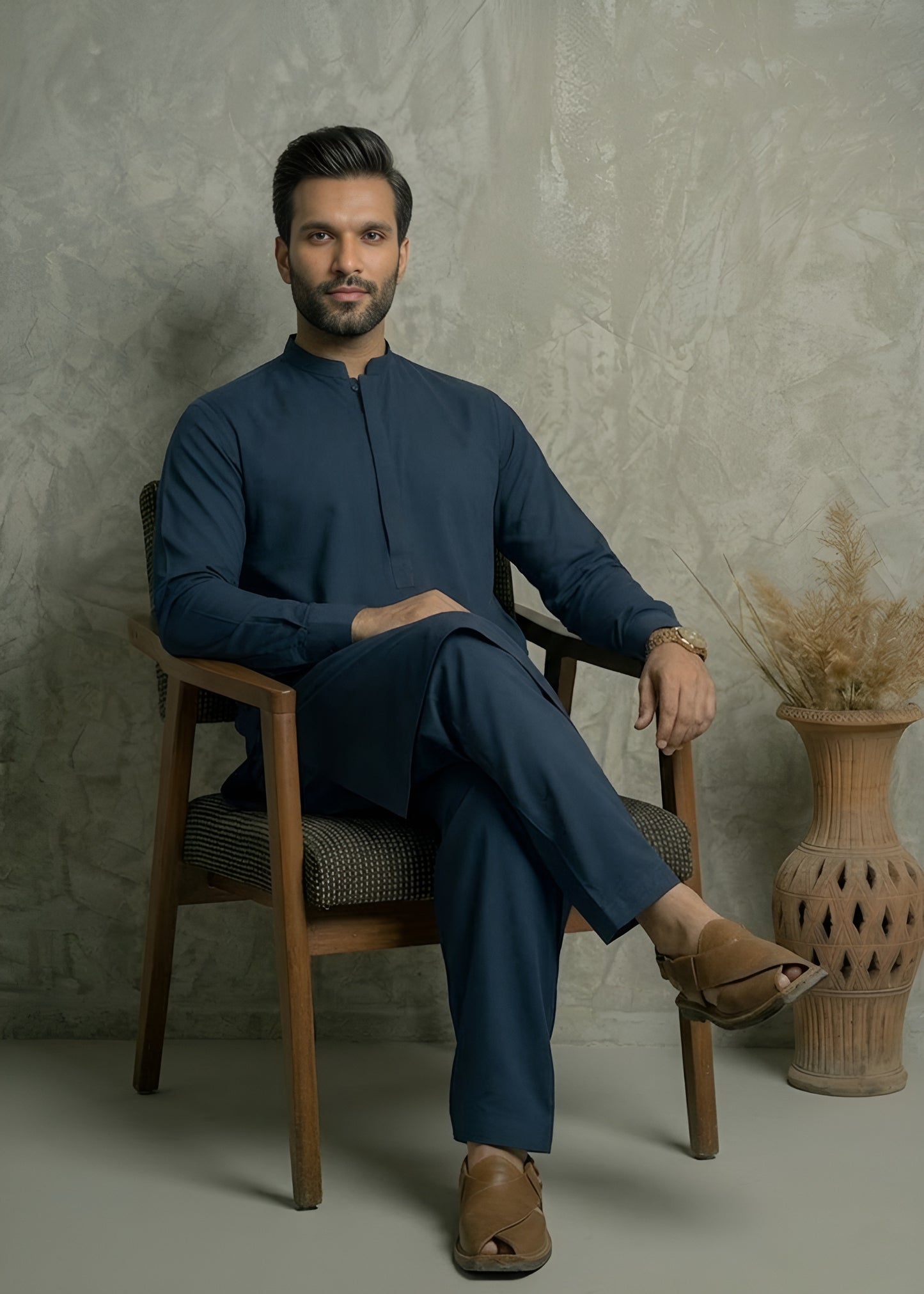 Zinc Blue Wash & Wear Shalwar Kameez