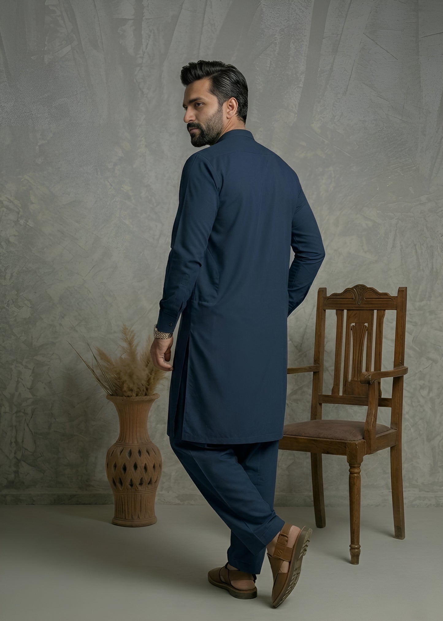 Zinc Blue Wash & Wear Shalwar Kameez