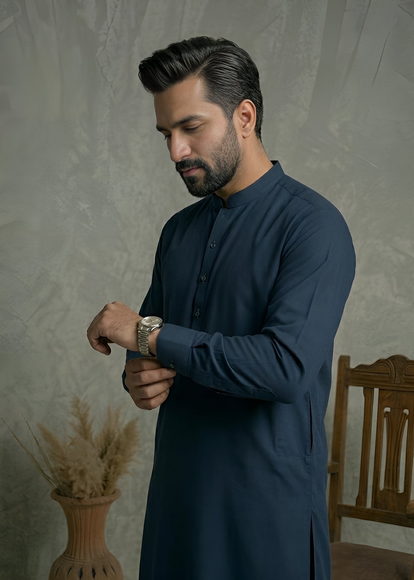 Zinc Blue Wash & Wear Shalwar Kameez